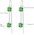 wholesale 925 Sterling Silver Green Enamel Four-Leaf Clover Drop Dangle Earrings for Women St Patrick's Day -0-4