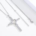 wholesale 925 Sterling Silver Cross with Heart and Yellow Stone Pendant Necklace for Women Christian s-0-4