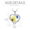 wholesale 925 Sterling Silver Two Tone Sunflower Mom Heart Necklace With Blue Butterfly-0-2