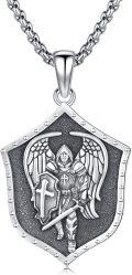 wholesale 925 Sterling Silver Shield Angel Cross Sword Necklace Catholic Protection Jewelry-0-0