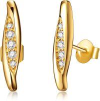 wholesale 14K Gold Moissanite Bar Stud Earrings for Women - Minimalist s for Mom Girlfriend & Daughter-Yellow Gold