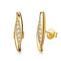 wholesale 14K Gold Moissanite Bar Stud Earrings for Women - Minimalist s for Mom Girlfriend & Daughter-Yellow Gold