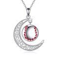 wholesale 925 Sterling Silver Baseball in Crescent Moon Pendant Necklace for Women and Girls-0-0