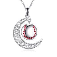 wholesale 925 Sterling Silver Baseball in Crescent Moon Pendant Necklace for Women and Girls-Softball