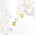 wholesale Gold 925 Sterling Silver Round CZ Leaf Drop Earrings for Women-0-3