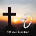 wholesale 925 Sterling Silver Moonstone Adjustable Open Ring Faith Chakra Cross Leaf Jewelry Gift-0-5