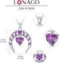 wholesale 925 Sterling Silver Heart-Shaped Amethyst Birthstone Crescent Moon Pendant Necklace Gift for Women-0-5