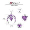 wholesale 925 Sterling Silver Heart-Shaped Amethyst Birthstone Crescent Moon Pendant Necklace Gift for Women-0-5