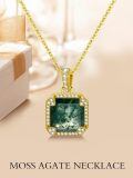 TOUPOP 14K Gold Moonstone Moss Agate Opal Teardrop Music Note Y Necklace-0-3