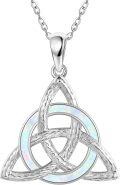 wholesale 925 Sterling Silver Triquetra Pendant with Opal Stone Necklace  for Women Christmas-0-0