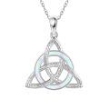 wholesale 925 Sterling Silver White Gold Plated Celtic Trinity Knot Opal Pendant Necklace-0-0