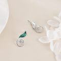 wholesale 925 Sterling Silver Green Leaf and Flower Stud Earrings for Women Girls Minimalist  68 chars-0-1