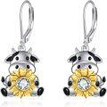 wholesale 925 Sterling Silver Cow Sunflower Leverback Earrings  for Women-0-0