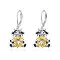 wholesale 925 Sterling Silver Cow Sunflower Leverback Earrings  for Women-0-0