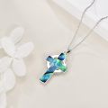 wholesale 925 Sterling Silver Abalone Shell Celtic Knot Crucifix Cross Pendant Necklace for Women-0-2