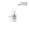 wholesale 925 Sterling Silver Oxidized Saint Michael Protect Us Oval Pendant Necklace-0-3