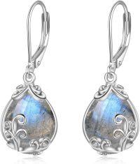 wholesale 925 Sterling Silver Labradorite Drop Earrings with Leverbacks-A-Labradorite Filigree