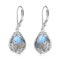wholesale 925 Sterling Silver Labradorite Drop Earrings with Leverbacks-A-Labradorite Filigree