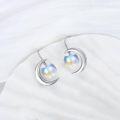 wholesale 925 Sterling Silver Rainbow Moonstone Crescent Star Drop Earrings-0-4