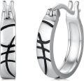 wholesale 925 Sterling Silver Basketball Pattern Sports Huggie Hoops for Women-0-0