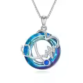 TOUPOP Sterling Silver & Stone Stethoscope Caduceus Angel Pendant Necklace-0-0