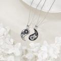 wholesale 925 Sterling Silver Yin Yang Sunflower & Moon Couple Necklaces-0-5