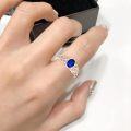 wholesale S925 Sterling Silver 18K Gold Plated September Birthstone Ring - Handmade Adjustable Sapphire Jewelry for Women, Gift Box Included-0-3