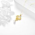 wholesale 14k Gold Phoenix Pendant Necklace With White Pearl Drop For Women-0-2