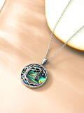 wholesale 925 Sterling Silver Abalone Shell Gothic Bat Pendant Necklace for Women Gifts-0-4