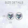 wholesale 925 Sterling Silver Abalone Shell Cube Heart Stud Earrings with Cubic Zirconia Halo-0-4