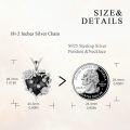 wholesale 925 Sterling Silver Black Enamel Flower Heart Keepsake Pendant with Chain-0-4