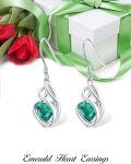 wholesale TOUPOP Emerald Earrings S925 Sterling Silver Love Heart Dangle Hook Drop Earrings Dainty Birthday Christmas Jewelry Gifts For Women Sister Mom -0-3