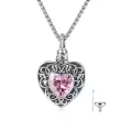 wholesale 925 Sterling Silver Heart Shaped Memorial Urn Necklaces Wholesale with Crystal and Funnel Set for Women/Men-0-0