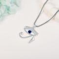 wholesale 925 Sterling Silver Eye Of Horus Pendant With Blue Stone And Crystal Accents-0-3