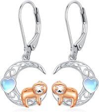 wholesale Silver Sloth Moonstone Leverback Dangle Earrings Adorable Animal s for Women Girls 925 Sterling Silver Heart-Shaped Stone Drop Earings Minimalist Fashion Accessories Hypoallergenic Safe Nickel Free Lead-Free Copper-free Material Lightweight Comfortable Wear Everyday Use Birthday Christmas Anniversary Valentine's Day Graduation Mother¡¯s Father¡¯s Day Engagement Wedding Party Favor Present Idea Under $30 USD-Sloth