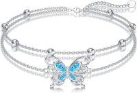 wholesale Sterling Silver Sea Turtle Butterfly Mustard Seed Jewelry for Women-Butterfly C-December-Anklet 9''-11''