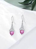 wholesale 925 Sterling Silver Heart Birthstone Celtic Knot Dangle Leverback Earrings-0-101