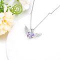 wholesale Sterling Silver Gold Angel Wings Necklace with Cross Birthstone Valentine s Gift-0-2