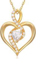 wholesale 14K Gold White Diamond & Sapphire Love Knot Pendant Necklace s for Her-0-0