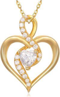 wholesale 14K Gold White Diamond & Sapphire Love Knot Pendant Necklace s for Her-Style1-Moissanite