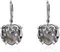 wholesale 925 Sterling Silver Labradorite Stone Gothic Skull Heart Drop Earrings-0-0