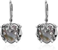wholesale 925 Sterling Silver Labradorite Stone Gothic Skull Heart Drop Earrings-Labradorite Skull