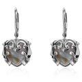 wholesale 925 Sterling Silver Labradorite Stone Gothic Skull Heart Drop Earrings-0-0