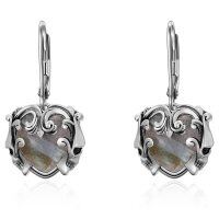 wholesale 925 Sterling Silver Labradorite Stone Gothic Skull Heart Drop Earrings-Labradorite Skull