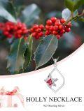 wholesale 925 Sterling Silver Red Enamel Floral Drop Pendant Necklace for Women Gifts-0-1