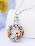 wholesale TOUPOP Owl/hummingbird Tree Of Life Necklace Sterling Silver Crystal Pendant Necklaces Jewelry Gifts For Women -0-1