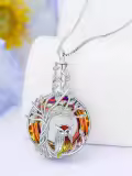 TOUPOP Sterling Silver Crystal Owl/Hummingbird Tree Of Life Pendant Necklace-0-1
