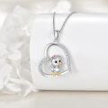 wholesale 925 Sterling Silver Duck Heart Pendant Necklace with Colorful Stones s for Women-0-2