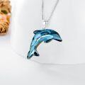 wholesale 925 Sterling Silver Blue Crystal Dolphin Pendant Necklace Gift for Women Girls Mom Girlfriend-0-3