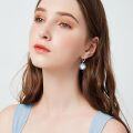wholesale 925 Sterling Silver Blue Moonstone Cubic Zirconia-Shaped Filigree Drop Earrings for Women Gift Ideas-0-3